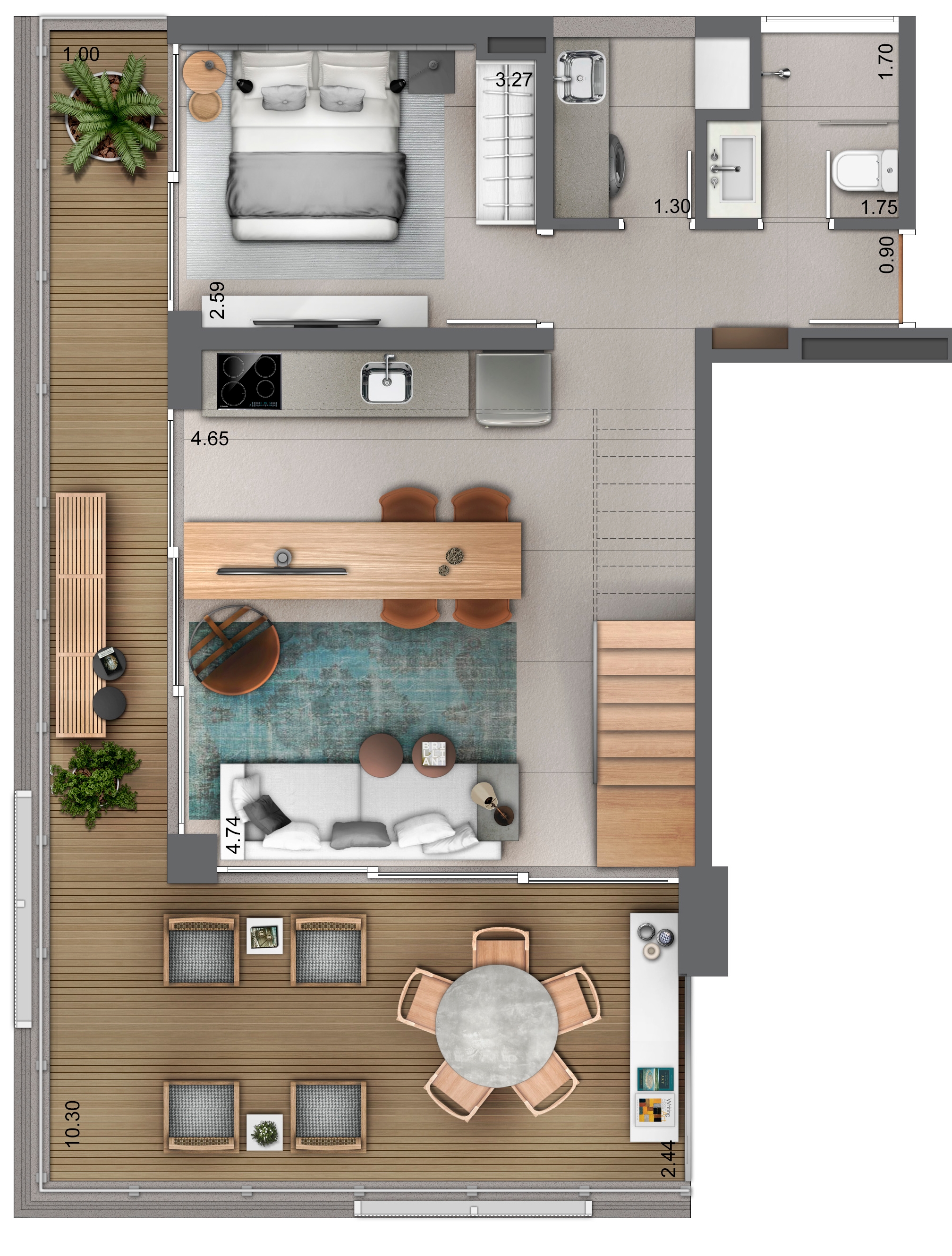 Duplex 89 m² - Piso superior
