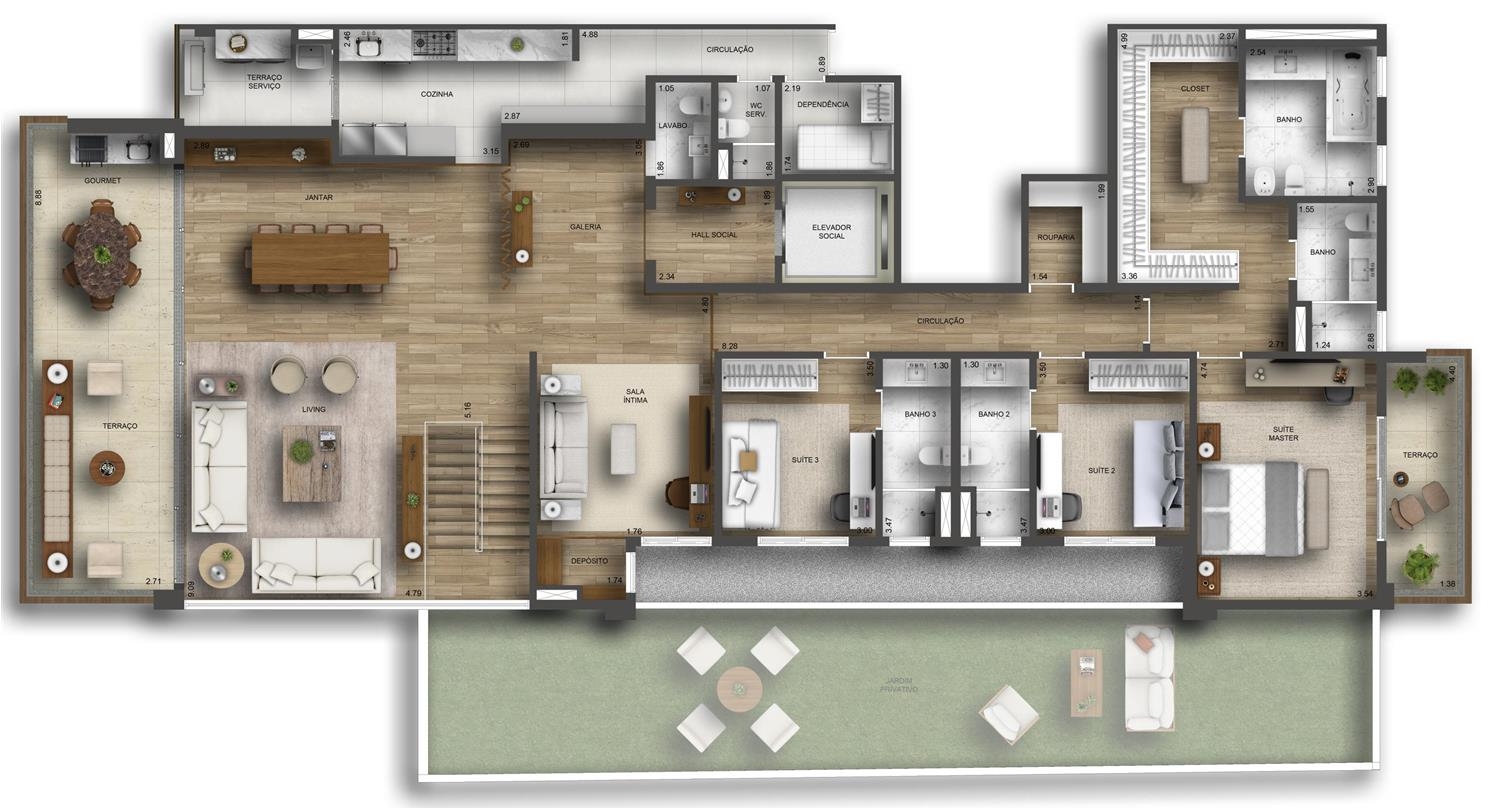 Duplex 426m² piso superior
